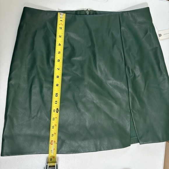 Anthropologie Maeve Womens Faux Leather A-Line  mini skirt size 12 green - Picture 14 of 14